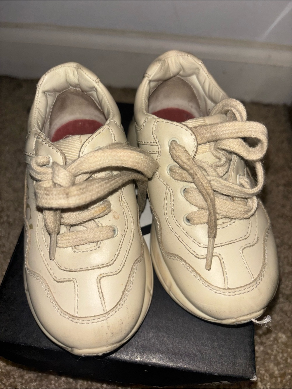 Gucci Cream Lace-Up Kids Sneakers